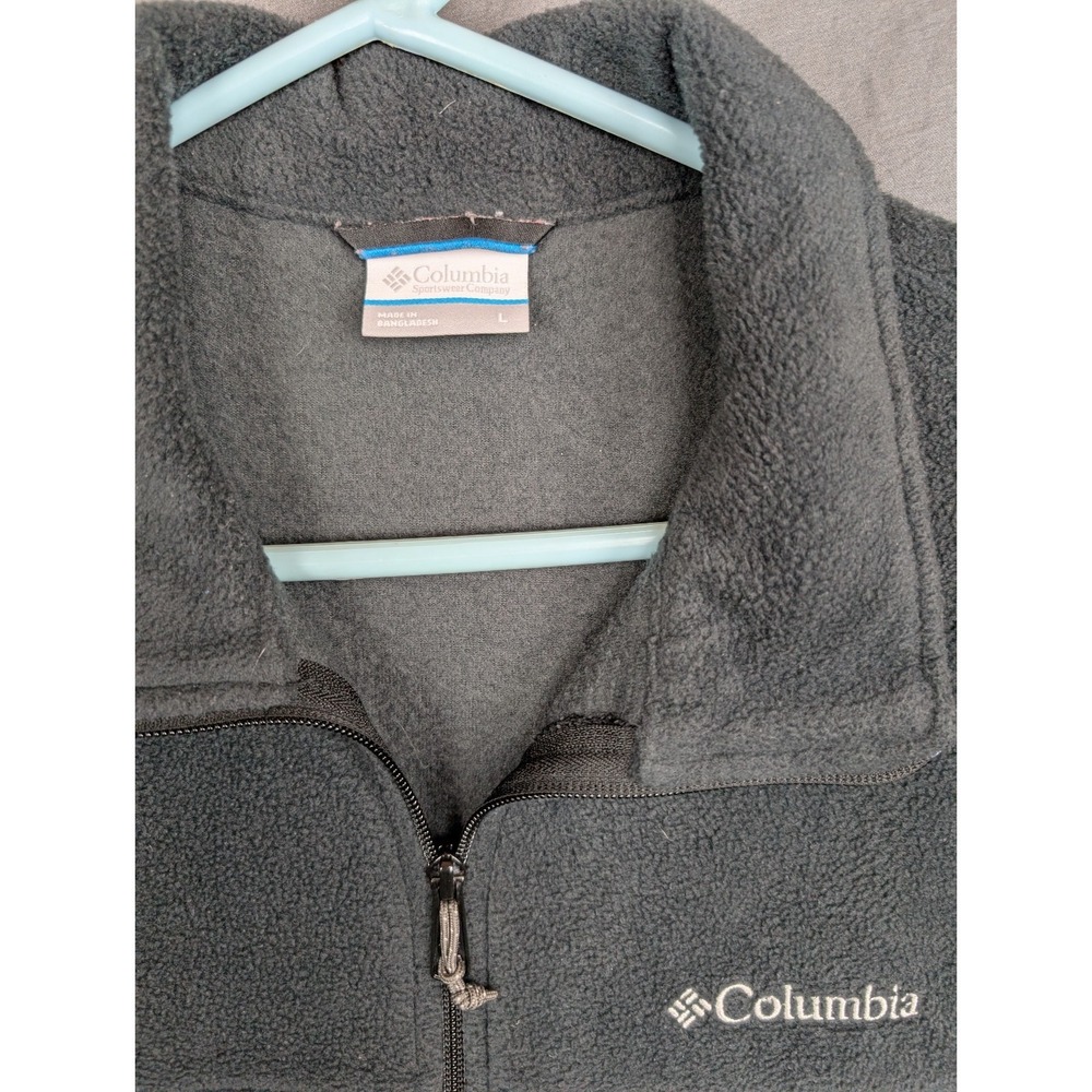 Mens Columbia Fleece Sweater Jacket Size Large Black, - Picture 2 of 9